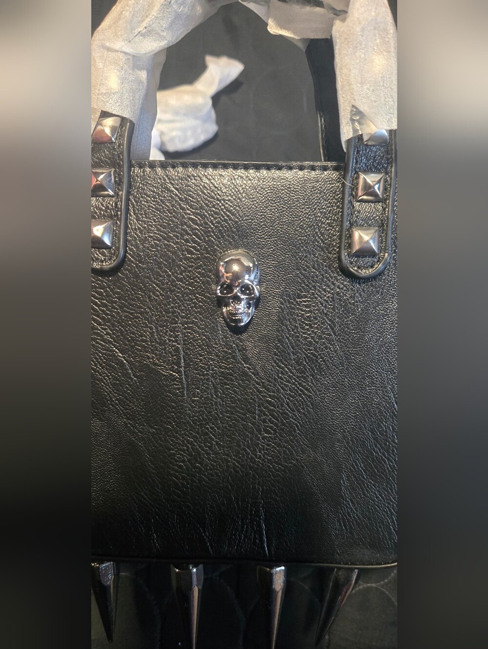 Killstar Black Mini Spike Satchel with Silver Skull & Studs - Picture 3 of 7